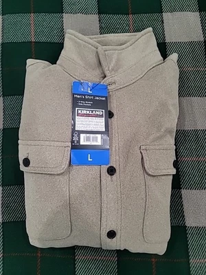 KIRKLAND SIGNATURE MEN'S SHIRT JACKET BUTTON CLOSURE 2WAY STRETCH,TAN SIZE LARGE - Image 1 of 4