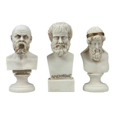 Scultura statua grigia testa di busto filosofo greco Socrate Aristotele Platone - Immagine 1 di 4