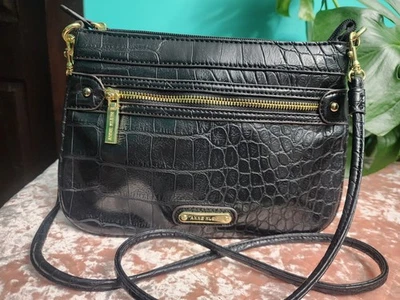 Bolso sin asas cruzado Anne Klein dorado negro cocodrilo  Foto 1 de 4