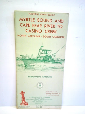 Carta náutica 1966 835-SC Myrtle Sound y Cape Fear River a Casino Creek NC-SC Foto 1 de 4