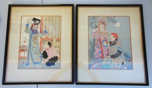 2 Paul Jacoulet Japanese Woodblock Prints The Favorite & Avant l'Audience BAT - Picture 1 of 8