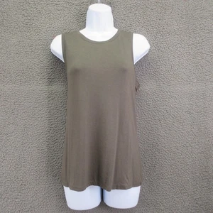 Halogen Tank Top Womens Medium Brown Split Back Sleeveless Rayon Spandex Keyhole - Picture 1 of 10