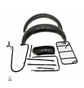 FIT FOR NORTON 16H FRONT AND REAR BLACK STEEL MUDGUARD SET WITH STAYS - Picture 1 of 8
