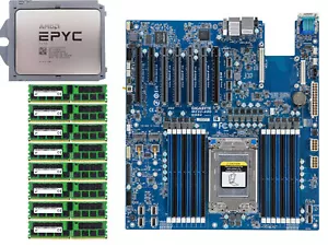 AMD EPYC 7C13 + Gigabyte MZ32-AR0 Rev3.X + 64GB 2666Mhz ECC REG ×16 Ram (1TB) - Foto 1 di 4