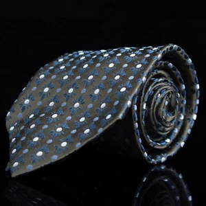 Ermenegildo Zegna Mens Floral Silk Tie Black and Blue Pattern - Picture 1 of 7