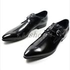 Mens Genuine Leather Formal Winklepicker Lace Up Pointed Toe Buckle Dress Shoes