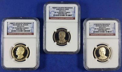 2016 S PRESIDENTIAL DOLLAR 3 COIN SET NGC PF70 - Image 1 of 4