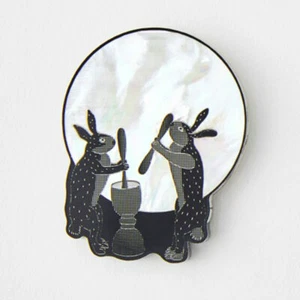 Mother Of Pearl Memo Holder Magnetic Fridge Magnet Korea Rare Design Moon Rabbit - Picture 1 of 6