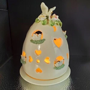 Ceramic Fairy Lamp Doves Flowers Perfect Easter Love Romance Candle Lite Gift - Picture 1 of 10