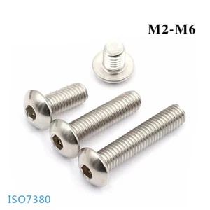 M2 M2.5 M3~M6 BUTTON HEAD SCREWS, ALLEN KEY SOCKET DOME BOLTS A2 STAINLESS STEEL - Picture 1 of 5
