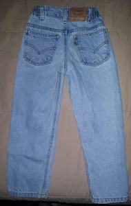 VTG 90s LITTLE LEVIS 566 BLUE DENIM LOOSE FIT JEANS 6 YOUTH BOYS KIDS ORANGE TAB - Picture 1 of 7