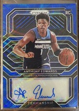2020 Prizm Anthony Edwards Blue Wave Rookie Penmanship Auto🔥🔥🔥