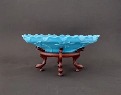 Antiguo cuenco de vidrio chino, Palacio Imperial Dinastía Qing, siglo XVIII Foto 1 de 4