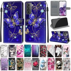 Butterfly Rose Cat Wallet Phone Case For Samsung S7 S8 S9 S10 S20 FE S21FE Ultra - Picture 1 of 51