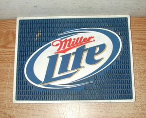 MILLER LITE BEER 12" X 9" BLUE RUBBER SPILL DRIP BAR MAT WITH COLOR LOGO - Picture 1 of 4