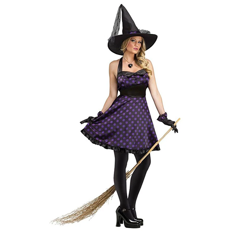 Disfraz de Halloween Fun World para mujer púrpura caprichoso bruja lunares adulto 2-8 Foto 1 de 1
