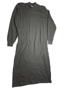 Laura Ashley Long Sleeve Black Lambswool Sweater Dress Midi Size Large Vintage - Picture 1 of 10