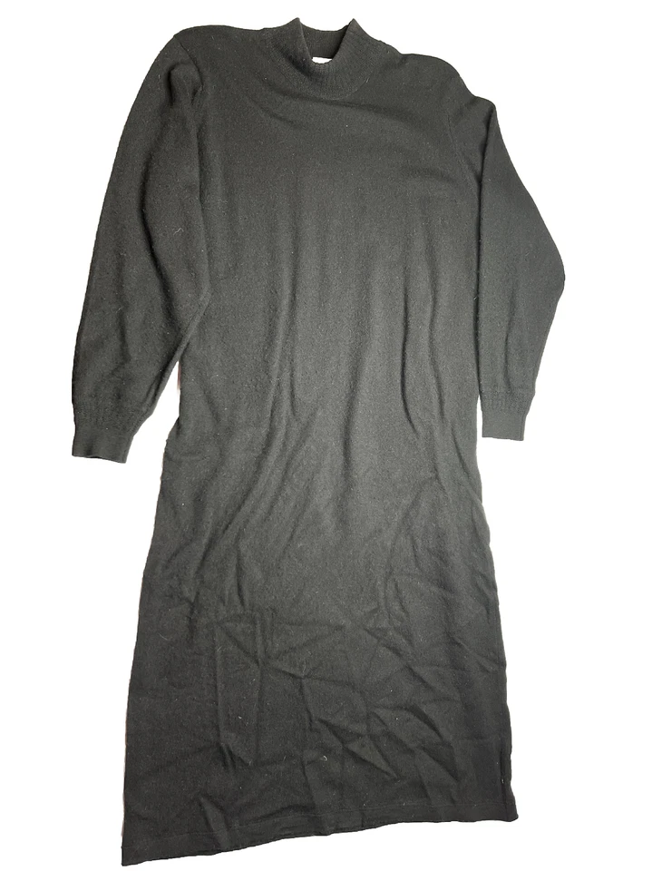 Vestido Suéter Laura Ashley Manga Larga Negro Lana de Cordero Midi Talla Grande De Colección Foto 1 de 4