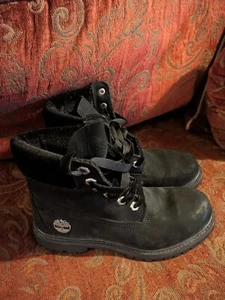 Women's Timberland Premium 6" Waterproof Boots Black Velvet Sz6 A1KHH - Picture 1 of 5