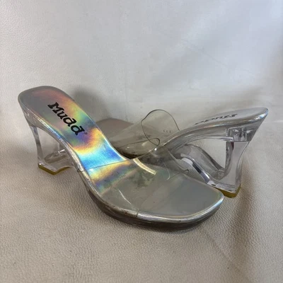 Zapatos para mujer MUDD tacones transparentes discotecas stripper vida nocturna talla 6,5 - usados Foto 1 de 4