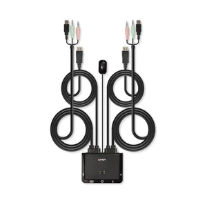 LINDY 2 Port DisplayPort 1.2, USB 2.0 & Audio Cable KVM Switch 42344 - Afbeelding 1 van 6