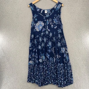 Bila Dress Womens Medium Blue Floral Gauzy Sleeveless Tiered Boho Knee Length - Picture 1 of 11