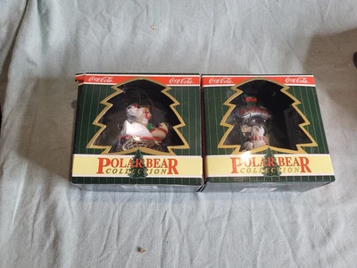 Lote de 3 Adornos Navideños Vintage Coca-Cola - Colección Oso Polar Foto 1 de 4