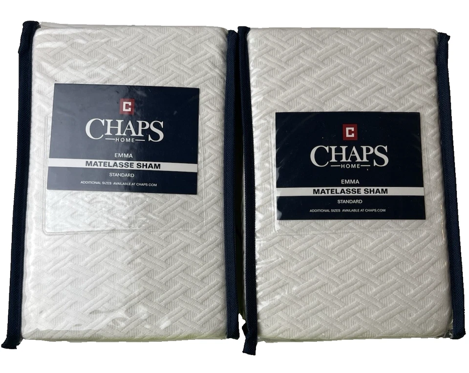CHAPS Home Standard Pillow Shams 两码:20х 26 英寸全新白色“MATELASSE” — 第 1/4 张图片