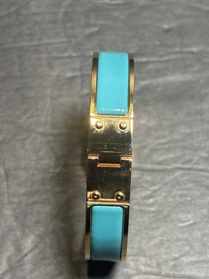 HERMES Clic Clac H Bracelet Blue/Turquoise  Enamel Gold Plated - Image 1 of 4