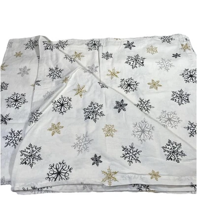 Kate Spade Snowflake Tablecloth Holiday Christmas Cotton 60” X 90” - Image 1 of 4