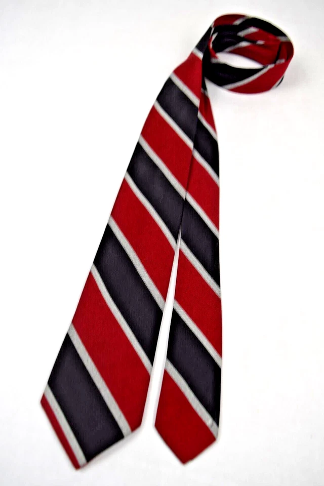 Галстук винтажный Acetate 60-х красный черный слоновой кости в полоску галстук 53 «x 2,5» - Изображение 1 из 4