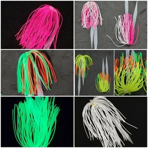 Silicone Fishing Skirt 4" w/ Glow Tails Fishing Lure Rig Teaser Micro Tackle 10 - Picture 1 of 24