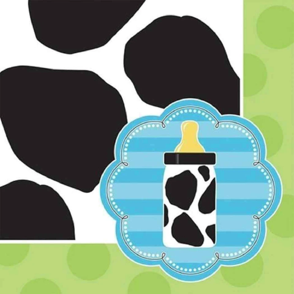 Baby Cow Print Boy Baby Shower Party Supplies Beverage Napkins 16ct. - Image 1 of 1