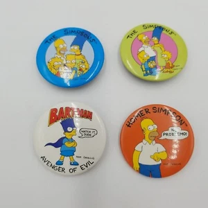 I Simpson lotto di 4 spille vintage con bottoni Homer Bartman 1,5" - Foto 1 di 9