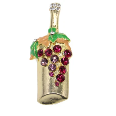 Lote de 2 broches para botellas de vino botella de estrás de cristal con broche de uva prendedor Foto 1 de 4