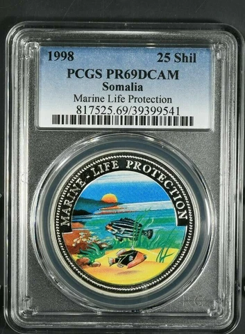 1998 PCGS PR69DCAM SOMALIA 25 SHILLINGS COLORIZED PROOF MARINE LIFE PROTECTION Cover