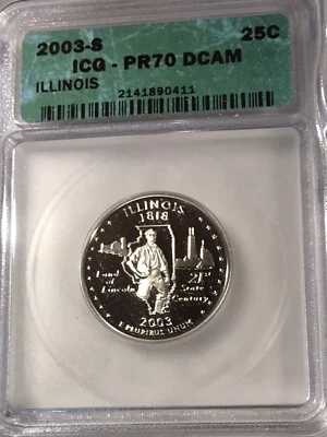 2003 S 25C Illinois State Quarter PR70DCAM ICG - Image 1 of 2