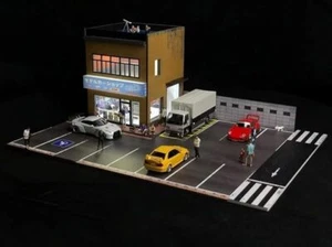 1/64 Scale Car Garage Diorama | Parking Lot Lighting | Store Backdrop Scenery - Picture 1 of 12