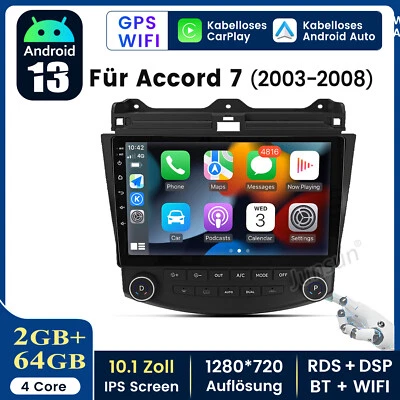 Für Honda Accord 7 2003-2007 10’’ Android 13 Radio Navi GPS DAB+ USB RDS BT - Bild 1 von 4