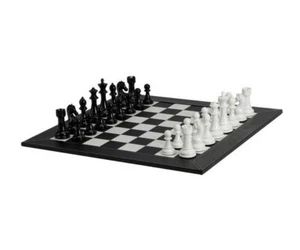 21" Black & White Chess Set with Leatherette Chessboards - Picture 1 of 2