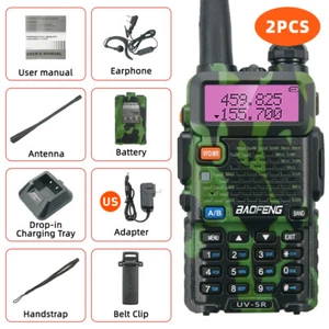 2x BAOFENG UV-5R UHF/VHF Walkie Talkie Long Range Two Way Ham Radio FM 5W 128CH - Picture 1 of 12