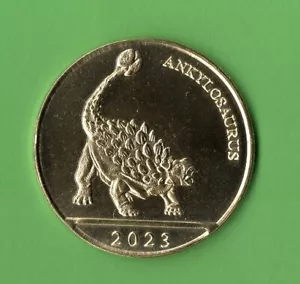 Curacao 2023 moneta 3 fiorini ANKYLOSAURUS - Foto 1 di 2