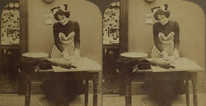 Stereoview Photograph NEWLYWEDS NEW FRENCH COOK NO1 1900 3D GILDED AGE RISQUE - Picture 1 of 4