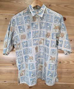 Reyn Spooner Regency Cotton Lawn Hawaiian Camp Shirt Men Medium Distress - Picture 1 of 10