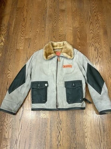 Vintage Diesel Cowhide Deck Jacket Fur Lined RARE Archive Y2K Military Style XL - Picture 1 of 9