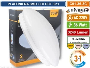 PLAFONIERA CIRCOLARE A LED 36W MONTAGGIO A SOFFITTO CCT 3in1 COLORE LUCE SELEZIO - Foto 1 di 5