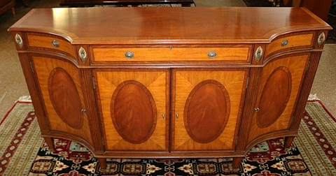Gorgeous Vintage Ethan Allen Mahogany & Satinwood Easton Server Buffet Sideboard Cover