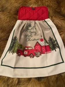 Have Yourself A Merry Christmas rojo camión cocina horno puerta colgante toalla - Imagen 1 de 1