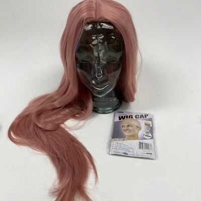 40" Rojo Rosa Cosplay Peluca Larga Recta Disfraz Accesorio Más Peluca Gorra Nuevo Foto 1 de 4