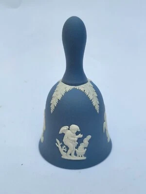 Wedgwood Four Seasons Blue Jasperware Bell with White Raised Cherubs - Image 1 of 4